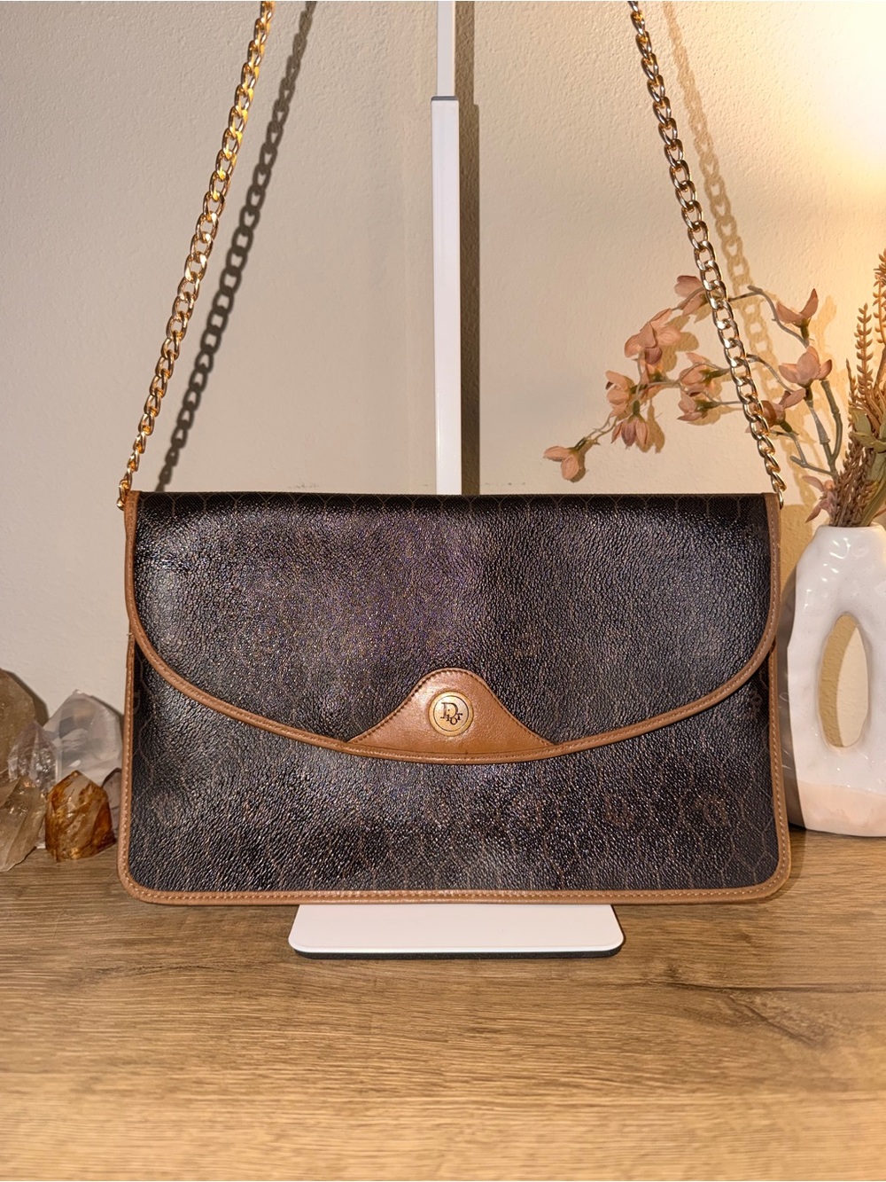 Vintage Dior Grey Leather Clutch from the Infamous Honeycomb Collection